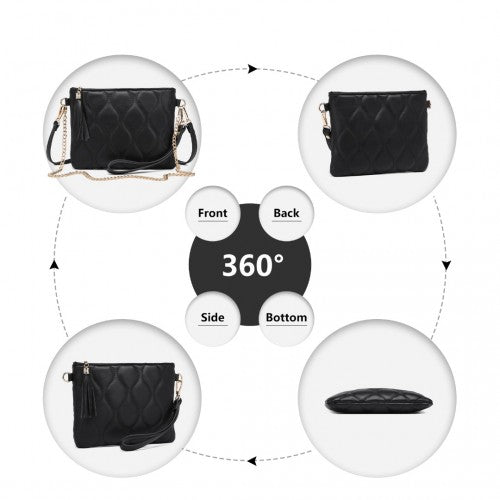 Miss Lulu Small PU Leather Soft Crossbody Bag - Black