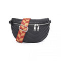 Miss Lulu Wide Strap Bum Bag Lightweight Adjustable Waist Bag - Black