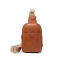 Miss Lulu Convertible PU Leather Multi - Wear Chest Bag - Brown