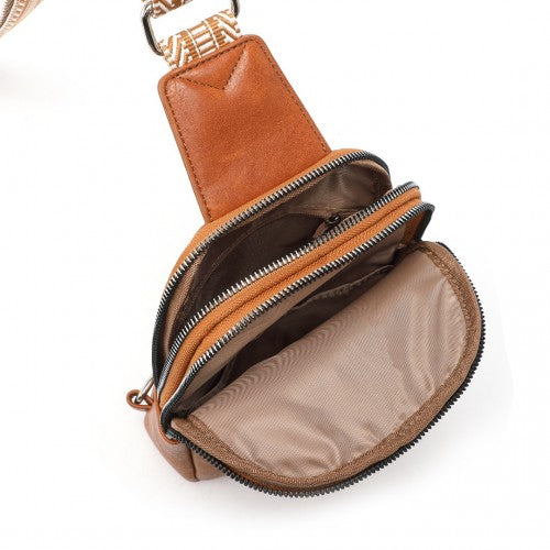 Miss Lulu Convertible PU Leather Multi - Wear Chest Bag - Brown