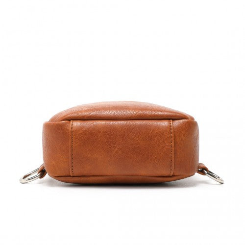 Miss Lulu Convertible PU Leather Multi - Wear Chest Bag - Brown