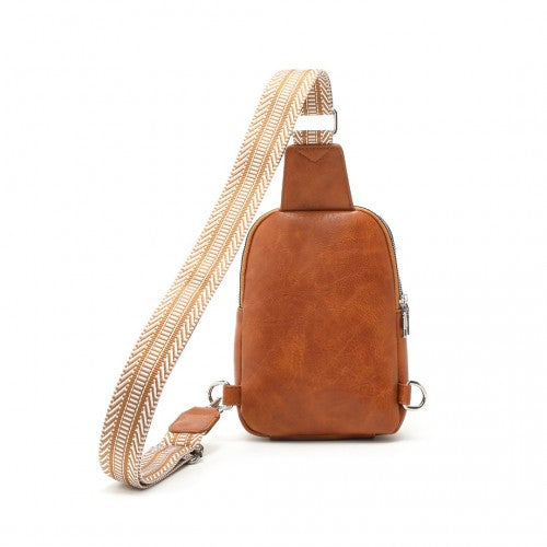 Miss Lulu Convertible PU Leather Multi - Wear Chest Bag - Brown