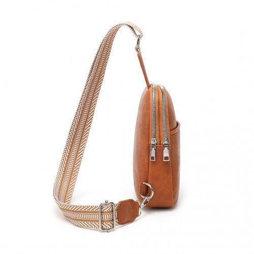 Miss Lulu Convertible PU Leather Multi - Wear Chest Bag - Brown