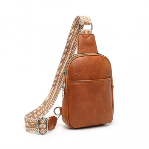 Miss Lulu Convertible PU Leather Multi - Wear Chest Bag - Brown