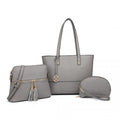 Miss Lulu Elegant 3 - Piece Leather Look Tote Bag Set - Versatile & Chic for Every Occasion - Grey