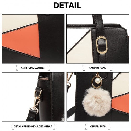 Miss Lulu Colour Block Cross - Body Handbag - Black