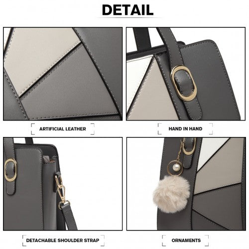 Miss Lulu Colour Block Cross - Body Handbag - Grey