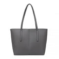 Miss Lulu Leather Look Simple Casual Tote Bag - Grey