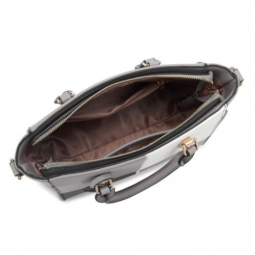 Miss Lulu Muti - Colour Combination Handbag Tote Bag - Grey