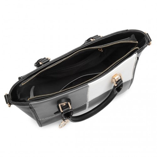 Miss Lulu Muti - Colour Combination Handbag Tote Bag - Black
