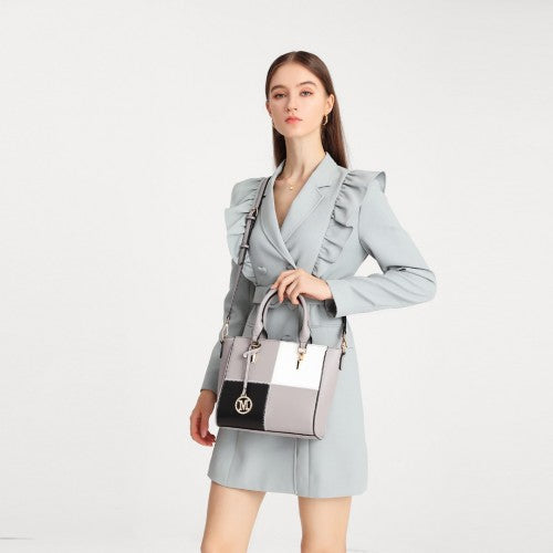 Miss Lulu Muti - Colour Combination Handbag Tote Bag - Black