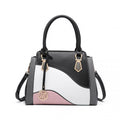 Miss Lulu Pretty Colour Combination Leather Handbag Tote Bag - Black