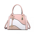 Miss Lulu Pretty Colour Combination Leather Handbag Tote Bag - Pink
