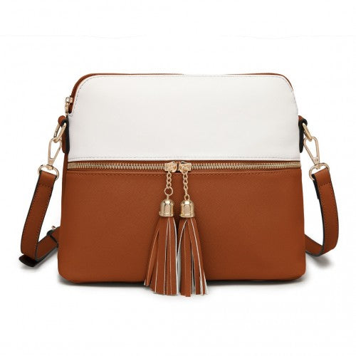 Miss Lulu Elegant 3 - Piece Leather Look Tote Bag Set - Versatile & Chic for Every Occasion - Beige And Brown