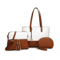 Miss Lulu Elegant 3 - Piece Leather Look Tote Bag Set - Versatile & Chic for Every Occasion - Beige And Brown