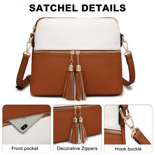 Miss Lulu Elegant 3 - Piece Leather Look Tote Bag Set - Versatile & Chic for Every Occasion - Beige And Brown