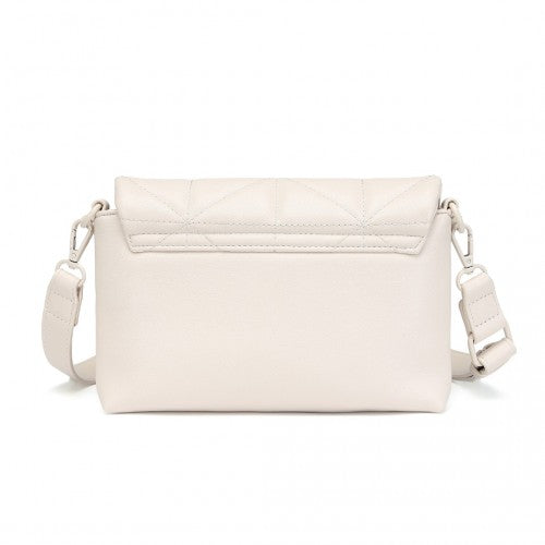 Miss Lulu Chic Quilted Shoulder Bag With Chain Strap - Beige