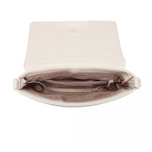 Miss Lulu Chic Quilted Shoulder Bag With Chain Strap - Beige