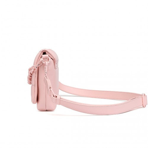 Miss Lulu Chic Quilted Shoulder Bag With Chain Strap - Pink