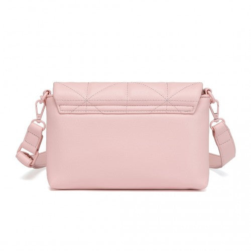 Miss Lulu Chic Quilted Shoulder Bag With Chain Strap - Pink
