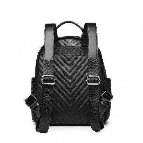 Miss Lulu Water - resistant Chic PU Leather Backpack - Black