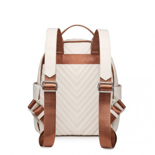Miss Lulu Water - resistant Chic PU Leather Backpack - Beige And Brown