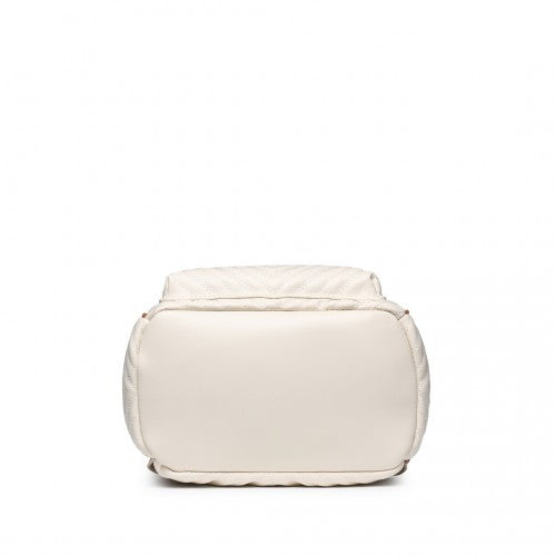 Miss Lulu Water - resistant Chic PU Leather Backpack - Beige And Brown