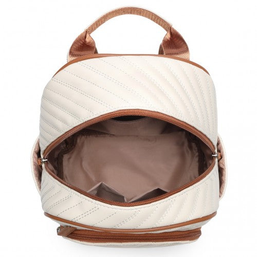 Miss Lulu Water - resistant Chic PU Leather Backpack - Beige And Brown
