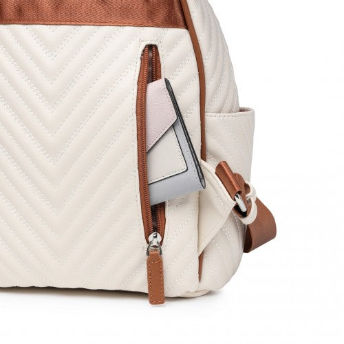 Miss Lulu Water - resistant Chic PU Leather Backpack - Beige And Brown