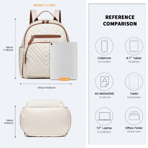 Miss Lulu Water - resistant Chic PU Leather Backpack - Beige And Brown