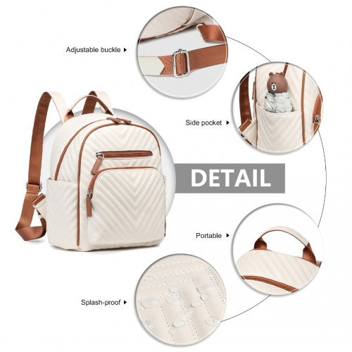 Miss Lulu Water - resistant Chic PU Leather Backpack - Beige And Brown
