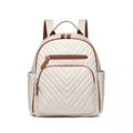 Miss Lulu Water - resistant Chic PU Leather Backpack - Beige And Brown
