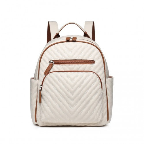 Miss Lulu Water - resistant Chic PU Leather Backpack - Beige And Brown