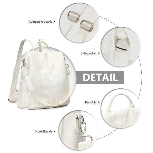 Miss Lulu Versatile Anti - Theft PU Leather Convertible Bag And Backpack - Beige