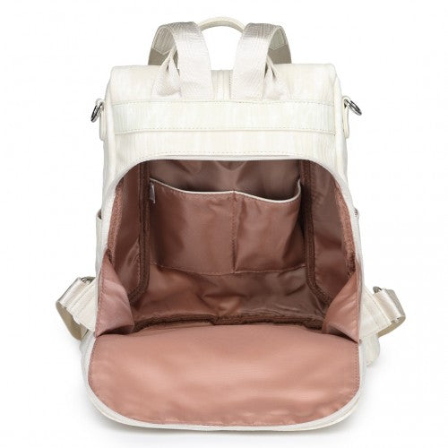 Miss Lulu Versatile Anti - Theft PU Leather Convertible Bag And Backpack - Beige