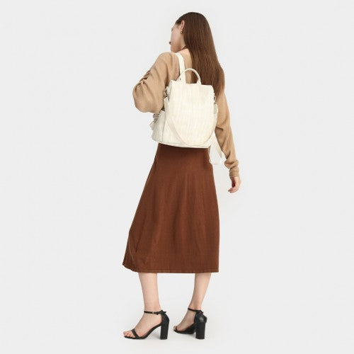 Miss Lulu Versatile Anti - Theft PU Leather Convertible Bag And Backpack - Beige