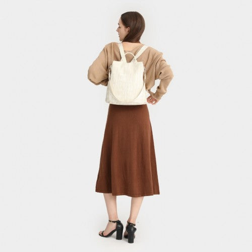 Miss Lulu Versatile Anti - Theft PU Leather Convertible Bag And Backpack - Beige