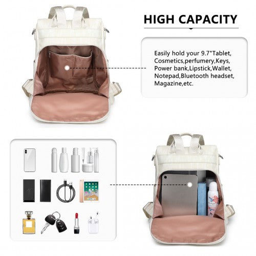 Miss Lulu Versatile Anti - Theft PU Leather Convertible Bag And Backpack - Beige