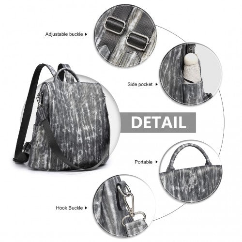 Miss Lulu Versatile Anti - Theft PU Leather Convertible Bag And Backpack - Black