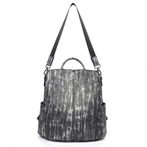 Miss Lulu Versatile Anti - Theft PU Leather Convertible Bag And Backpack - Black