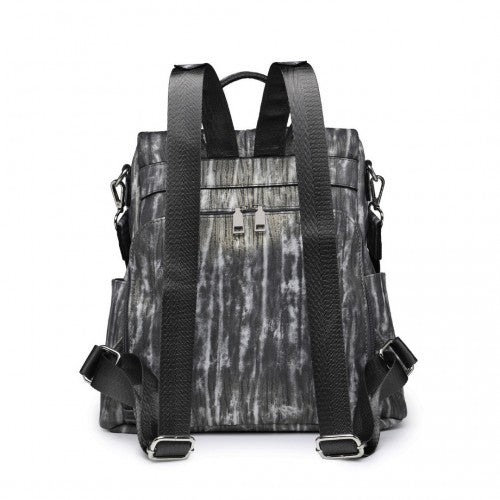 Miss Lulu Versatile Anti - Theft PU Leather Convertible Bag And Backpack - Black