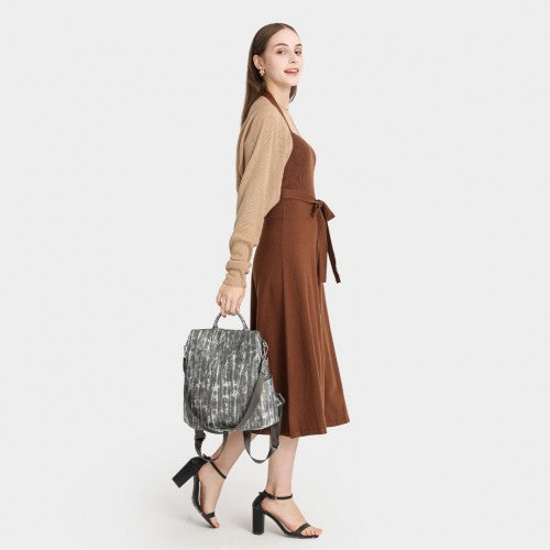 Miss Lulu Versatile Anti - Theft PU Leather Convertible Bag And Backpack - Black