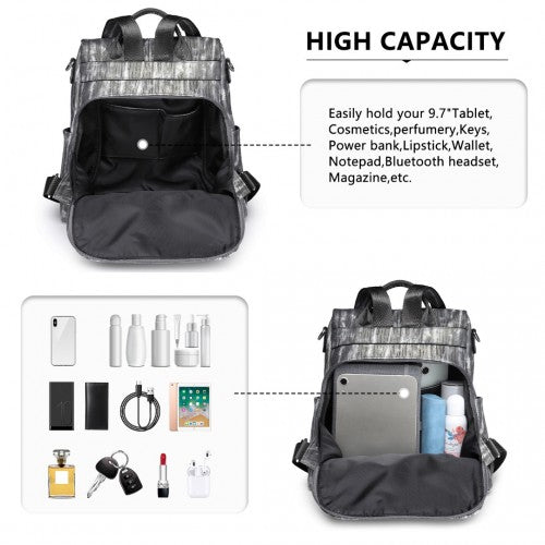 Miss Lulu Versatile Anti - Theft PU Leather Convertible Bag And Backpack - Black