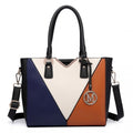 Miss Lulu Leather Look V - Shape Multicolour Tote Bag - Brown