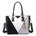 Miss Lulu Leather Look V - Shape Multicolour Tote Bag - Grey