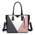 Miss Lulu Leather Look V - Shape Multicolour Tote Bag - Nude