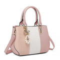 Miss Lulu Leather Look Colour Block Bow Pendant Handbag - Pink