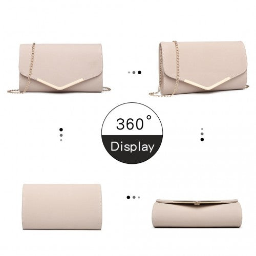 Miss Lulu Leather Look Envelope Clutch Bag - Pink