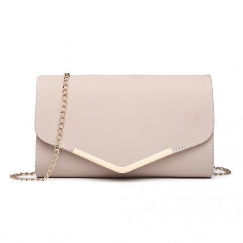 Miss Lulu Leather Look Envelope Clutch Bag - Pink