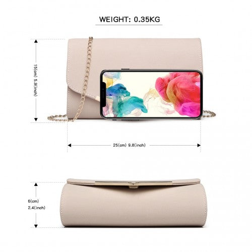 Miss Lulu Leather Look Envelope Clutch Bag - Pink